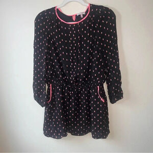 Juicy Couture Black Floral 100% Silk Dress Pink Trim Girl’s 12